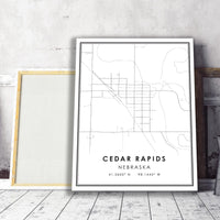 Cedar Rapids, Nebraska Modern Map Print 