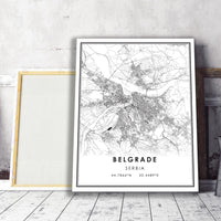 Belgrade, Serbia Modern Style Map Print 