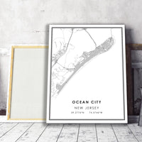 Ocean City, New Jersey Modern Map Print 