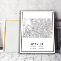 Wyoming, United States Modern Style Map Print 