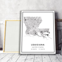 Louisiana, United States Modern Style Map Print 