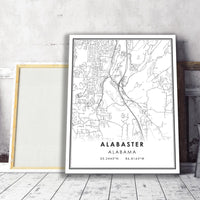 Alabaster, Alabama Modern Map Print 