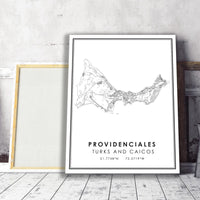 
              Providenciales, Turks and Caicos Islands Modern Style Map Print 
            