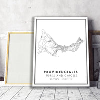 Providenciales, Turks and Caicos Islands Modern Style Map Print 