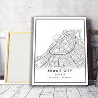
              Kuwait City, Kuwait Modern Style Map Print
            