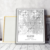 Olathe, Kansas Modern Map Print 