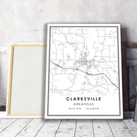 Clarksville, Arkansas Modern Map Print 