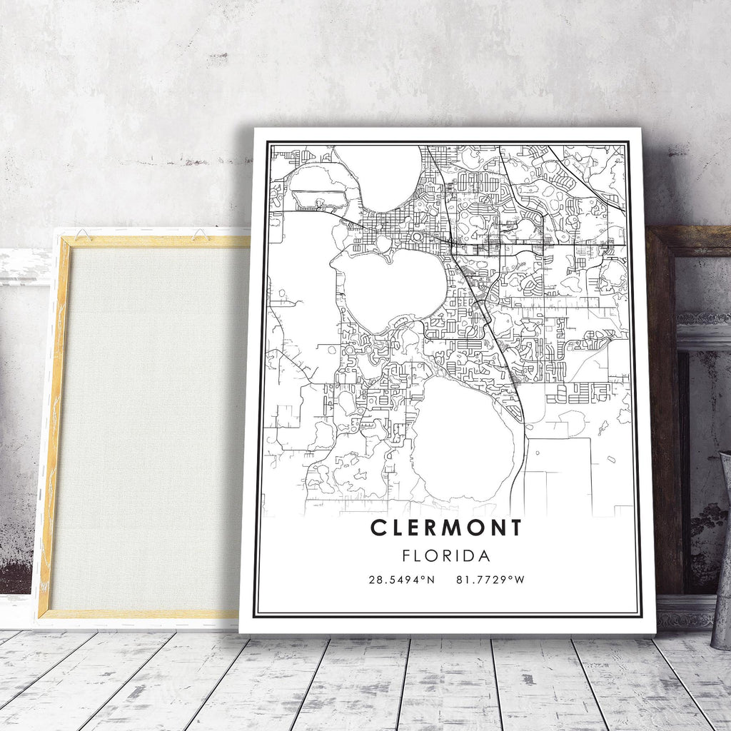 Clermont, Florida Modern Map Print 
