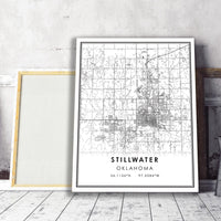 Stillwater, Oklahoma Modern Map Print 