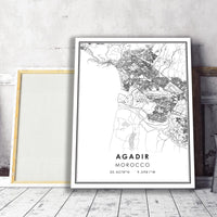 
              Agadir, Morocco Modern Style Map Print 
            