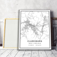 
              Clarksburg, West Virginia Modern Map Print 
            