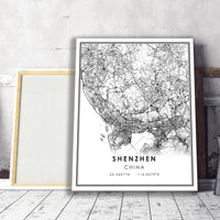 
              Shenzhen, China Modern Style Map Print 
            