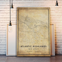 Atlantic Highlands, New Jersey Vintage Style Map Print 