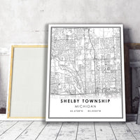 
              Shelby Township, Michigan Modern Map Print 
            