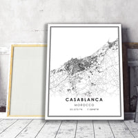 
               Casablanka, Morocco Modern Style Map Print 
            