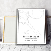 
              Petty Harbour, Newfoundland Modern Style Map Print 
            