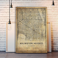 
              Arlington Heights, Illinois Vintage Style Map Print
            