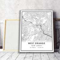 
              West Orange, New Jersey Modern Map Print 
            
