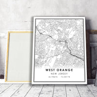 West Orange, New Jersey Modern Map Print 