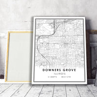 Downers Grove, Illinois Modern Map Print 
