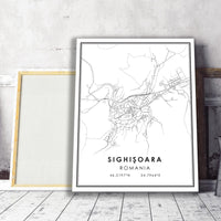
              Sighisoara, Romania Modern Style Map Print 
            