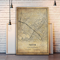 
              Tustin, California Vintage Style Map Print 
            