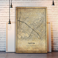 Tustin, California Vintage Style Map Print 