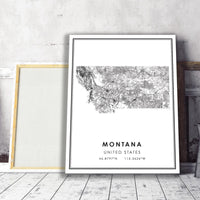 Montana, United States Modern Style Map Print