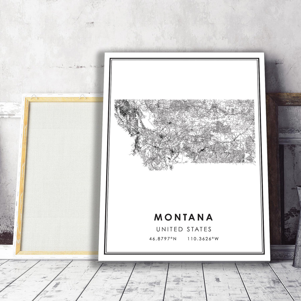 Montana, United States Modern Style Map Print