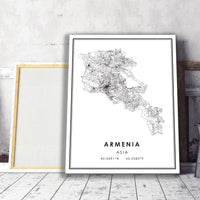 Armenia, Asia Modern Style Map Print 