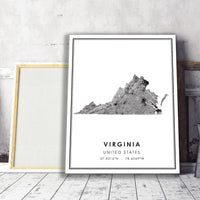 Virginia, United States Modern Style Map Print