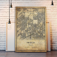 
              Frisco, Texas Vintage Style Map Print 
            
