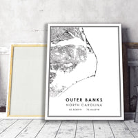 
              Outer Banks, North Carolina Modern Map Print 
            