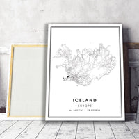 Iceland, Europe Modern Style Map Print 