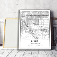 Chino, California Modern Map Print 