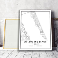 
              Melbourne Beach, Florida Modern Map Print 
            