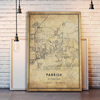 
              Parrish, Florida Vintage Style Map Print
            