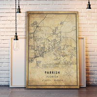 Parrish, Florida Vintage Style Map Print