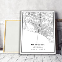 Mandeville, Louisiana Modern Map Print