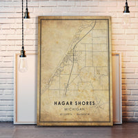 Hagar Shores, Michigan Vintage Style Map Print