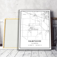 
              Hampshire, Illinois Modern Map Print 
            