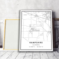 Hampshire, Illinois Modern Map Print 