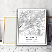 Bethlehem, Pennsylvania Modern Map Print 