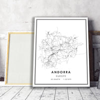 
              Andorra, Europe Modern Style Map Print
            