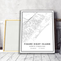 
              Figure Eight Island, North Carolina Modern Map Print 
            