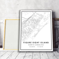 Figure Eight Island, North Carolina Modern Map Print 
