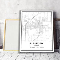 Plainview, Texas Modern Map Print 