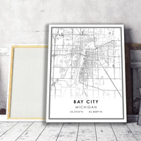 Bay City, Michigan Modern Map Print 