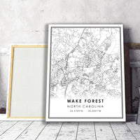 
              Wake Forest, North Carolina Modern Map Print 
            