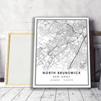 North Brunswick, New Jersey Modern Map Print 